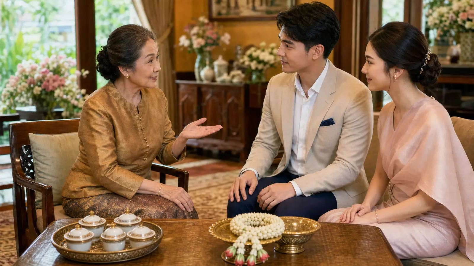 ผู้ใหญ่ไทยอธิบายมารยาทงานแต่งแก่คู่รักรุ่นใหม่