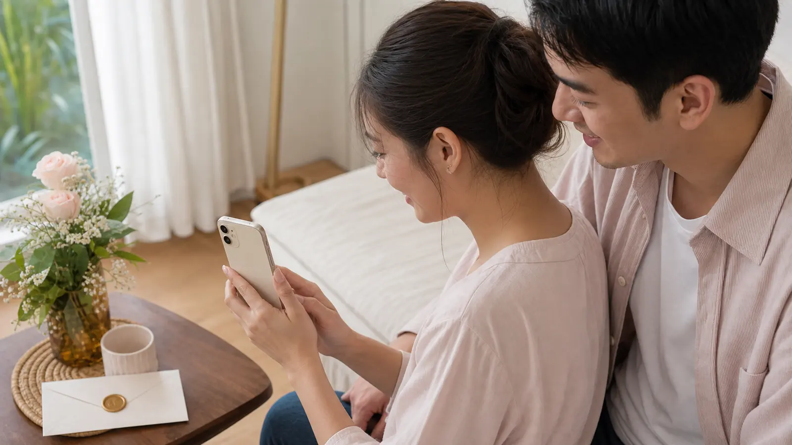 คู่รักไทยทดลองตอบรับคำเชิญงานแต่งออนไลน์ผ่านโทรศัพท์มือถือ