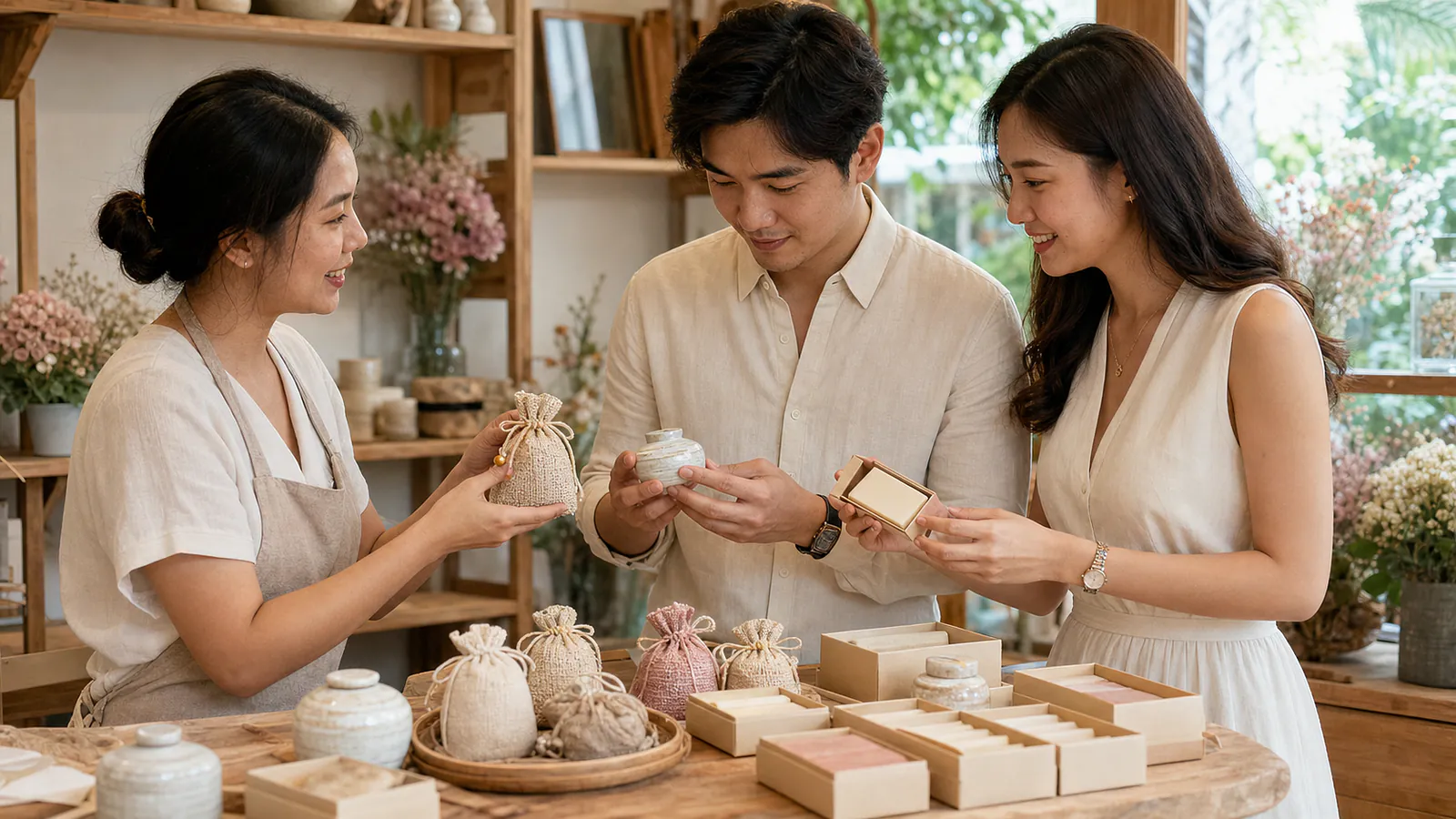 คู่รักไทยเลือกของชำร่วยทำมือจากโต๊ะช่างท้องถิ่น