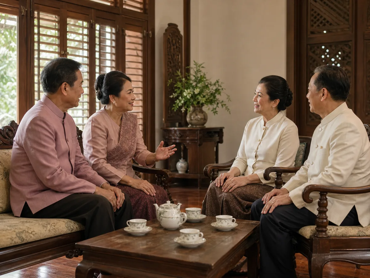 Elders from both families sitting down together to talk through the sinsod amount
