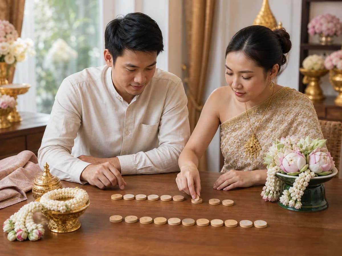 คู่บ่าวสาวเทียบยอดงบที่ตั้งไว้กับยอดจ่ายจริงเพื่อตัดสินใจว่าจะลดหมวดไหน